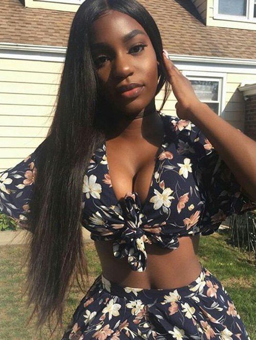 

Long Center Parting Straight Lace Front Synthetic Wig, Natural black