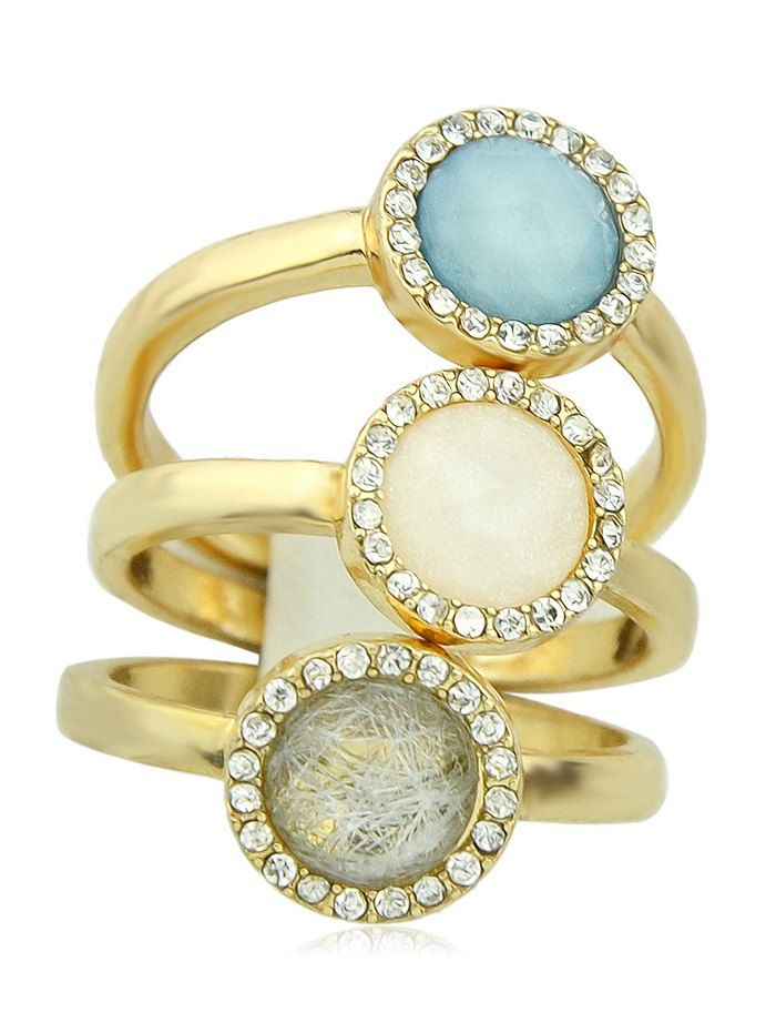 

Set of 3Pcs Ring With Rhinestone, Gold