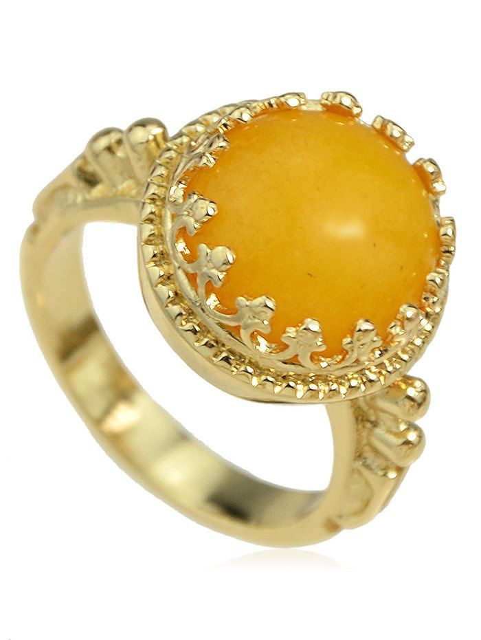 

Hollow Round Artificial Gem Ring, Yellow