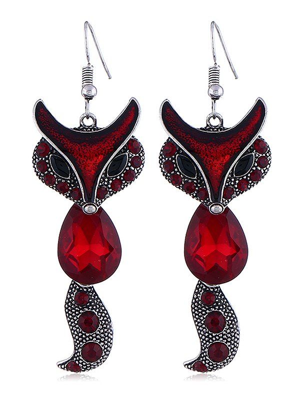 

Faux Diamond Fox Hook Earrings, Fire engine red