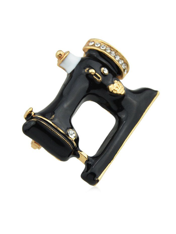 

Rhinestone Sewing Machine Shaped Brooch, Black