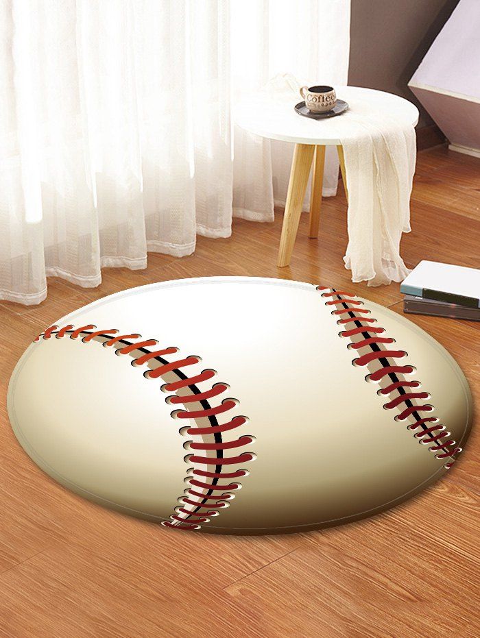 

Baseball Pattern Anti-skid Round Floor Rug, Warm white