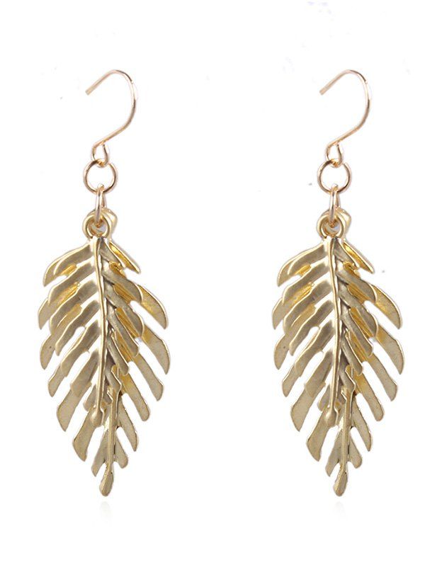 

Stylish Alloy Leaves Hook Drop Earrings, Gold