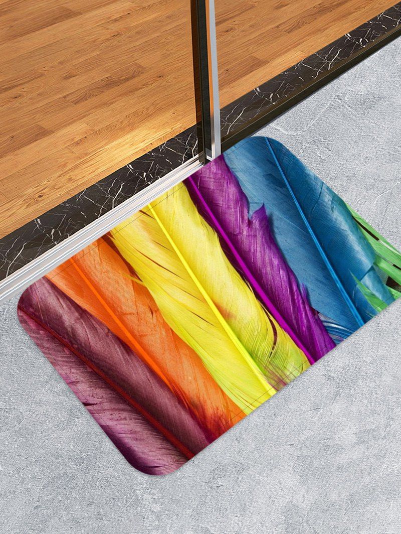 

Colorful Feathers Pattern Water Absorption Area Rug, Multi