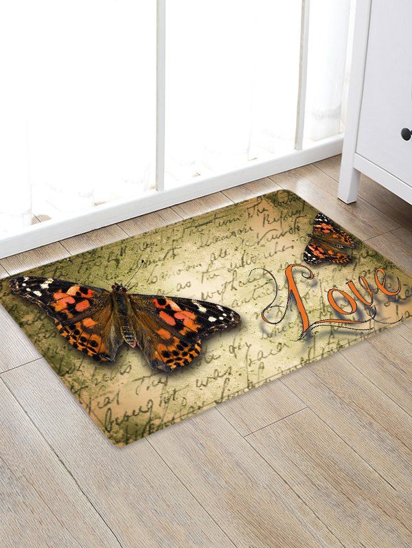 

Butterfly Letter Pattern Water Absorption Area Rug, Sand