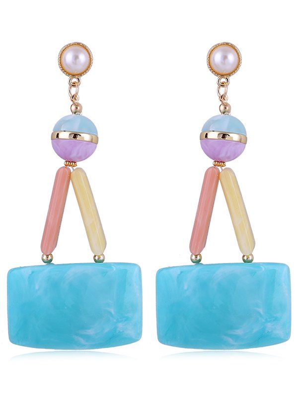 

Faux Pearl Inlaid Geometric Acrylic Drop Earrings, Light blue