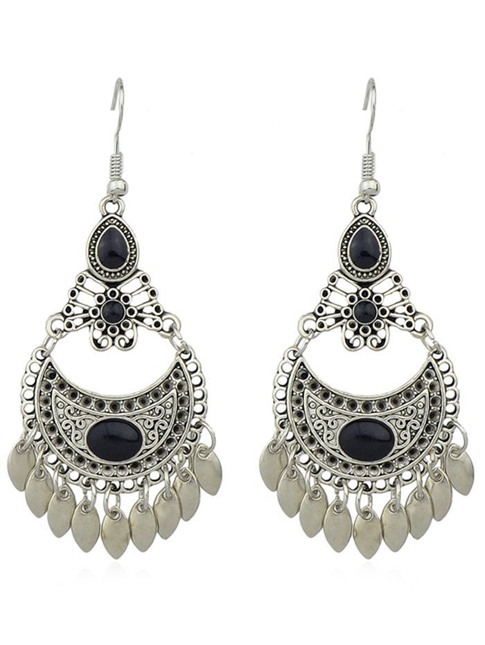 

Retro Hollow out Design Drop Earrings, Black