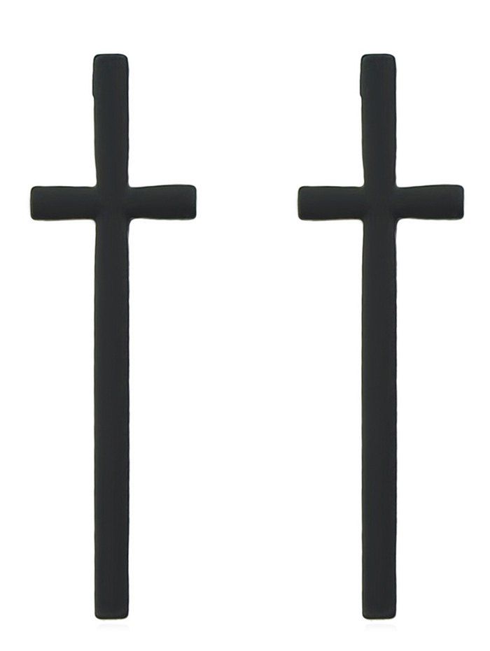

Cross Designed Simple Earrings, Black