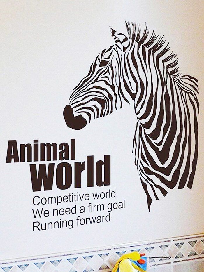 

Zebra Animal World Printed Removable Wall Sticker, Multi