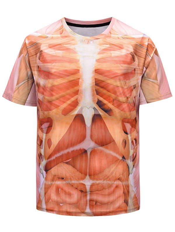 57% OFF 3D Internal Organs Rib Cage Causal T-shirt | Rosegal