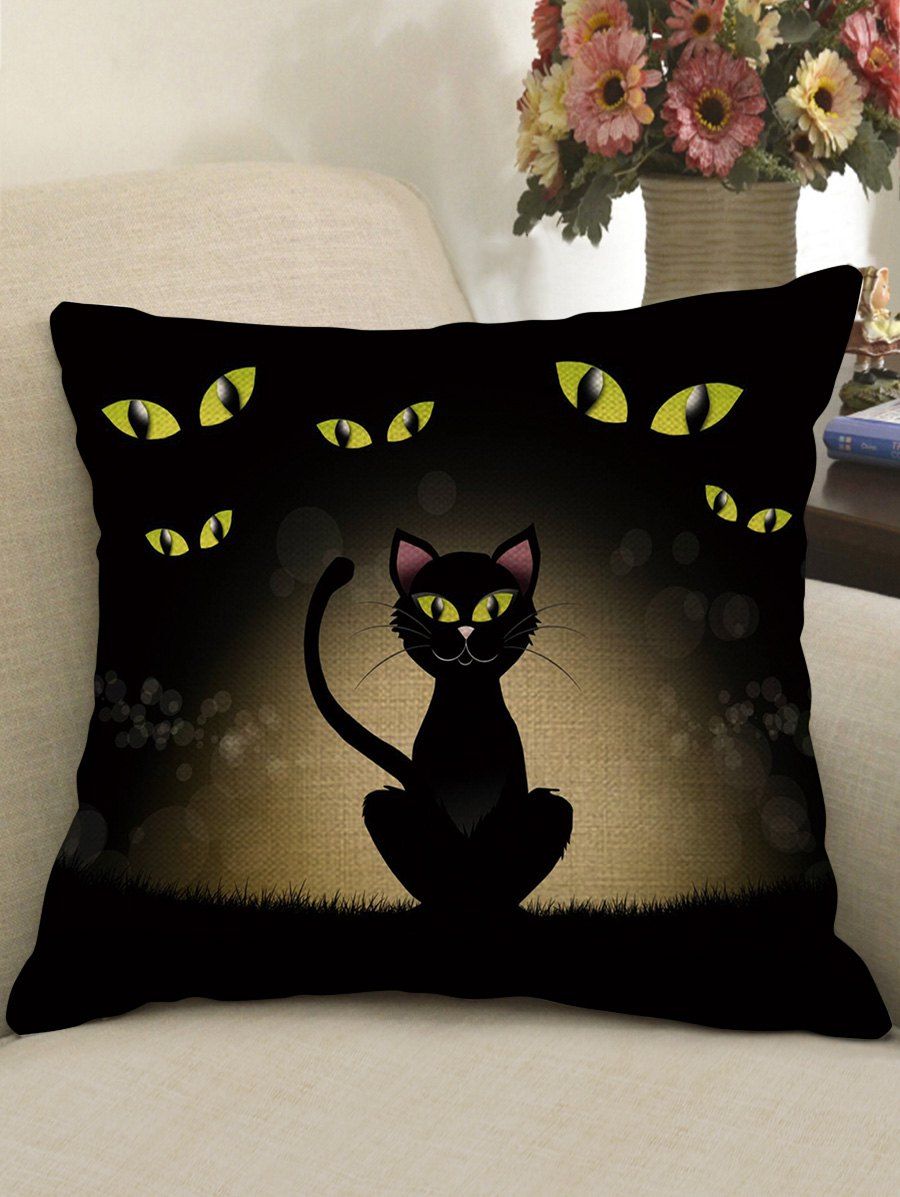 Store Halloween Cat Printed Pillow Case  