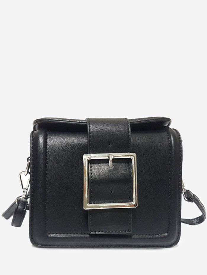 

Buckled PU Leather Crossbody Bag, Black