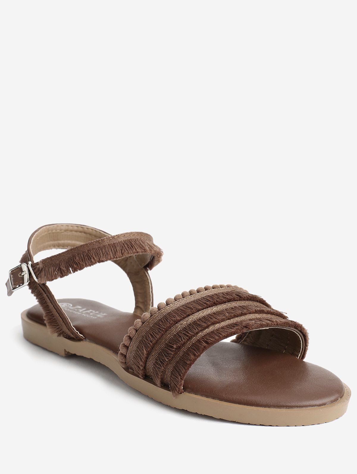 

Outdoor Casual Beading Fringes Backless Sandals, Brown