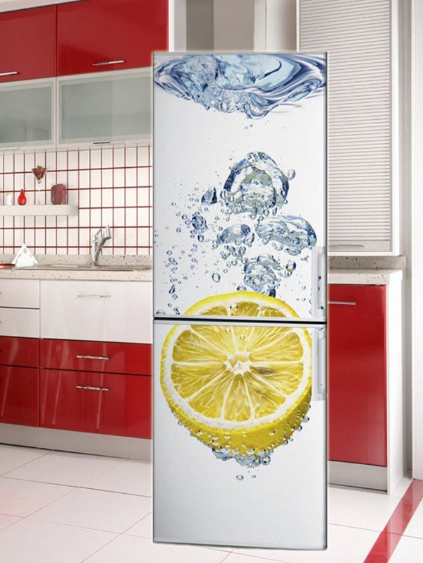 

Lemon Water Print Refrigerator Art Stickers, Multi
