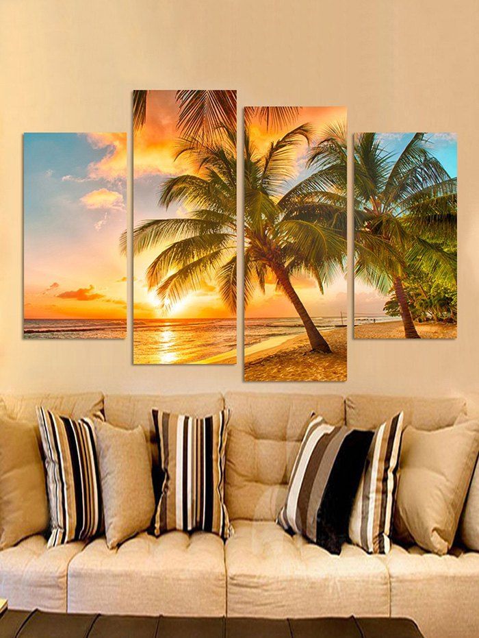 58 Off Beach Palm Trees Print Unframed Split Canvas Paintings