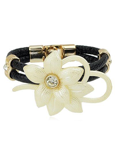 

Flower Layered Knitted Bracelet, Black