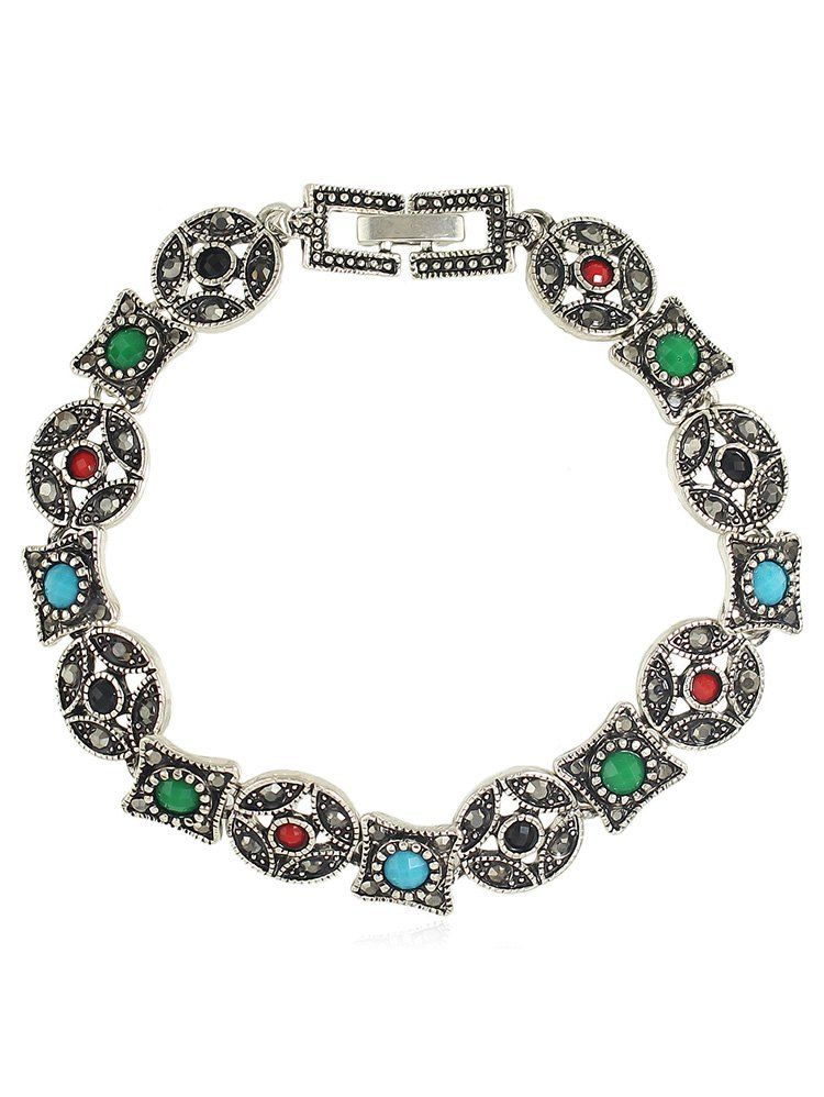 

Vintage Flower Design Charm Bracelet, Multi-a