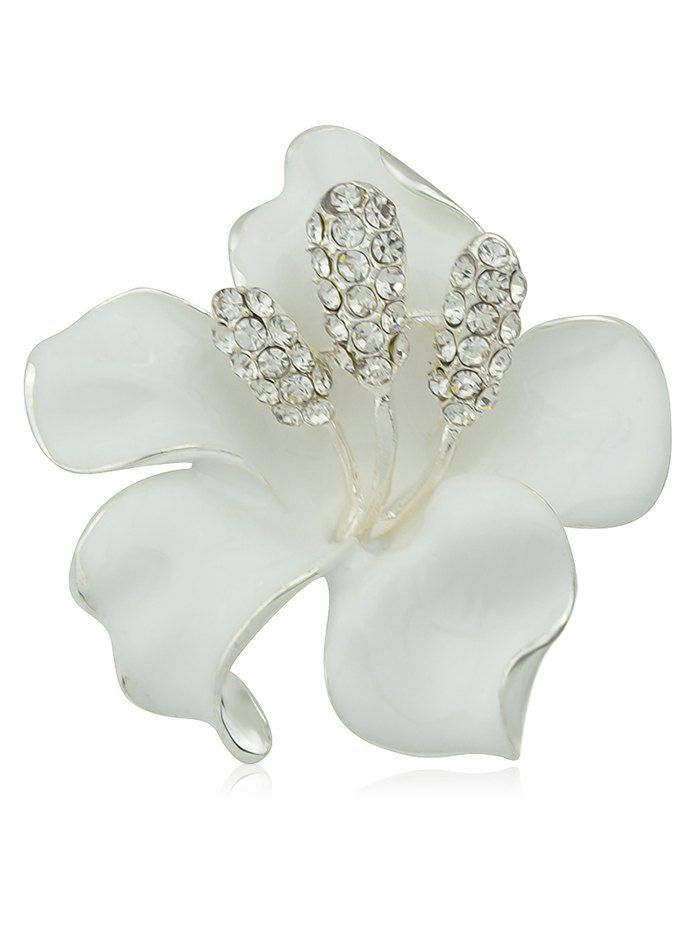 

Flower Shape Rhinestone Brooch, White