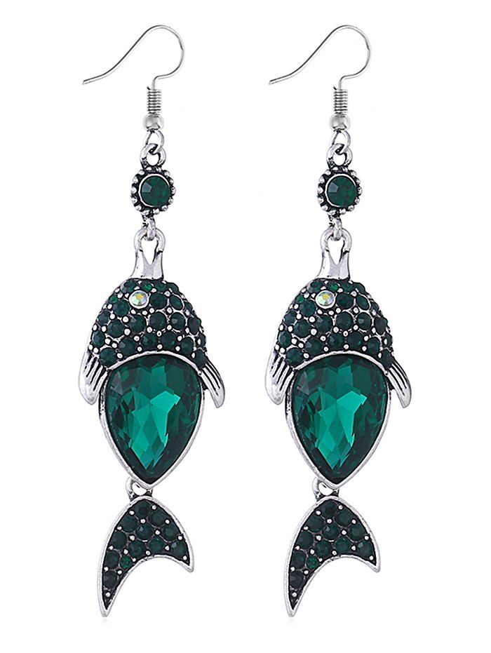 

Rhinestone Fish Shaped Hook Earrings, Green