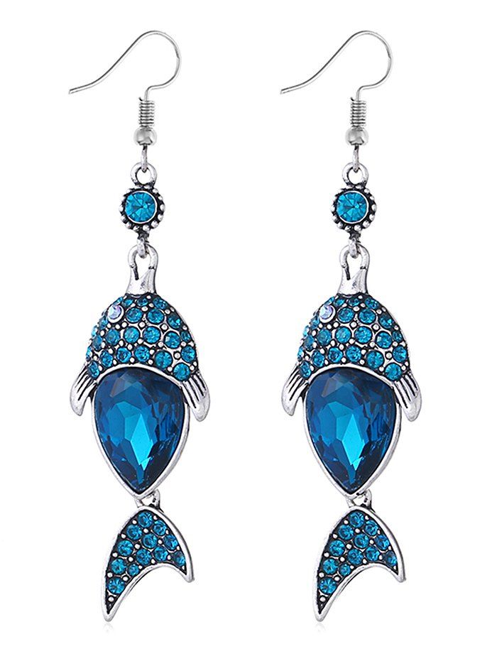 

Rhinestone Fish Shaped Hook Earrings, Windows blue