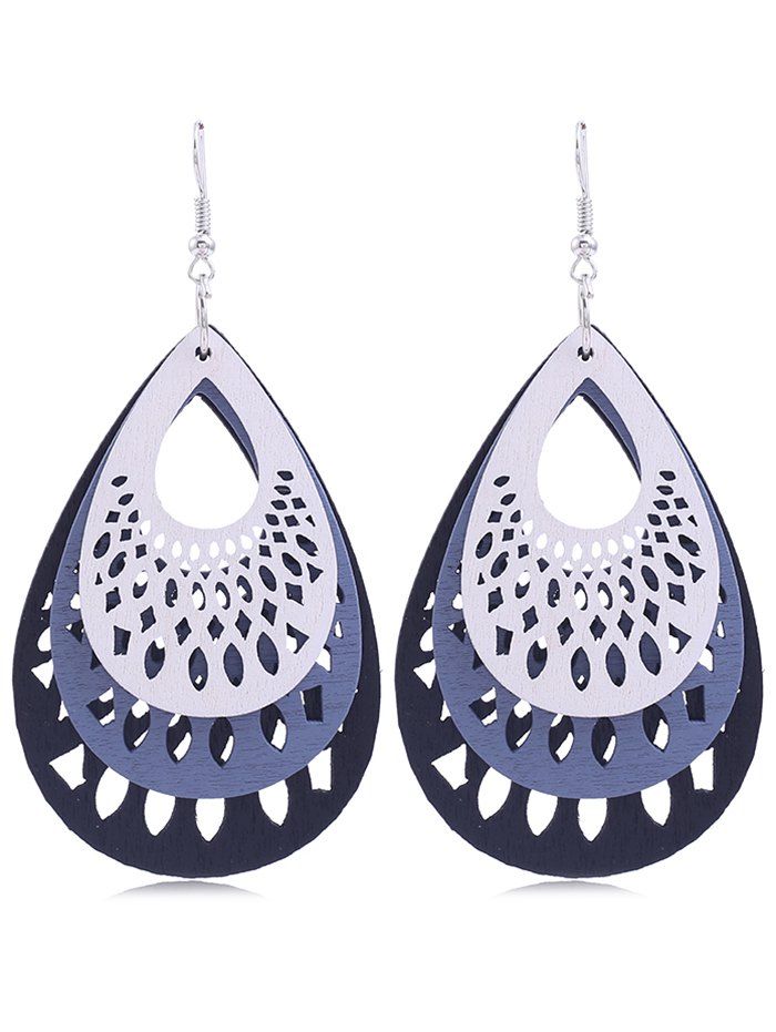 Multi Layers Hollow Out Water Drop Earrings, White