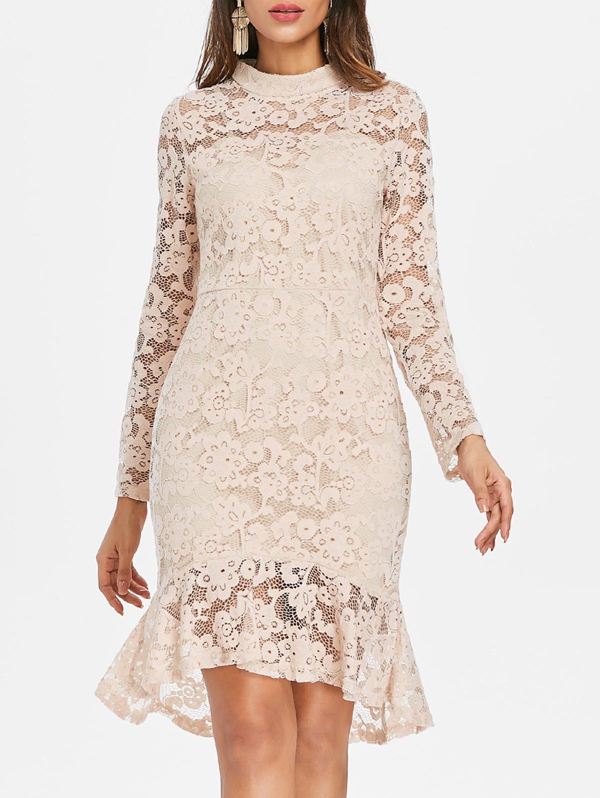 

Lace Insert Party Mermaid Dress, Cornsilk