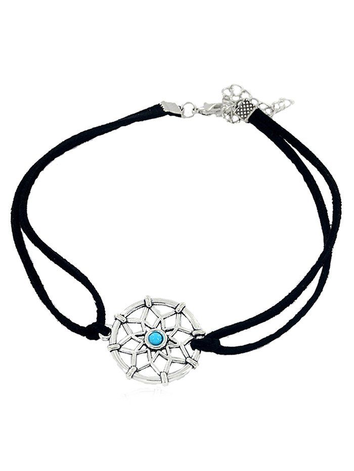 

Boho Faux Turquoise Mesh Choker Necklace, Silver
