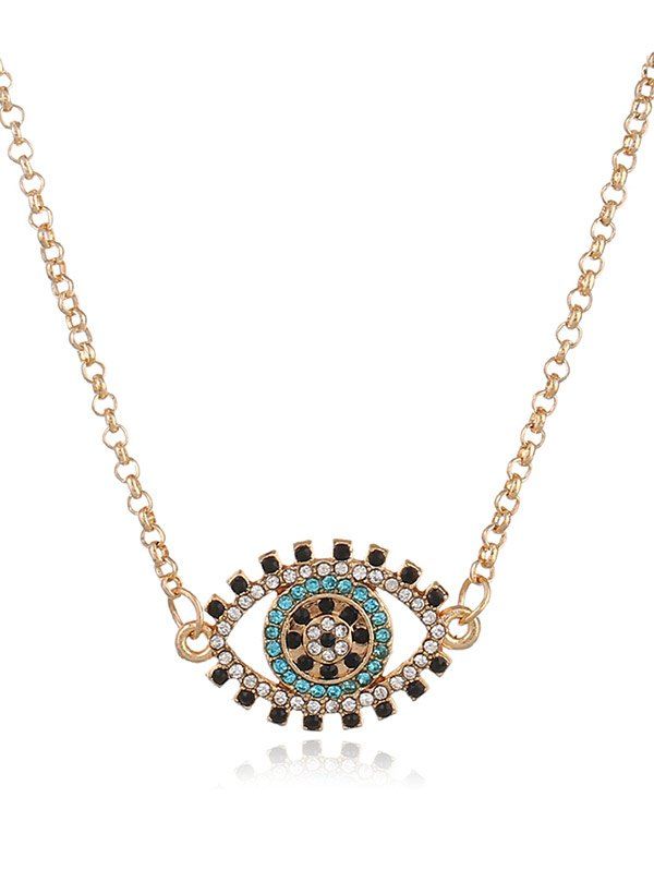 

Eye Shapee Rhinestone Pendant Chain Necklace, Gold