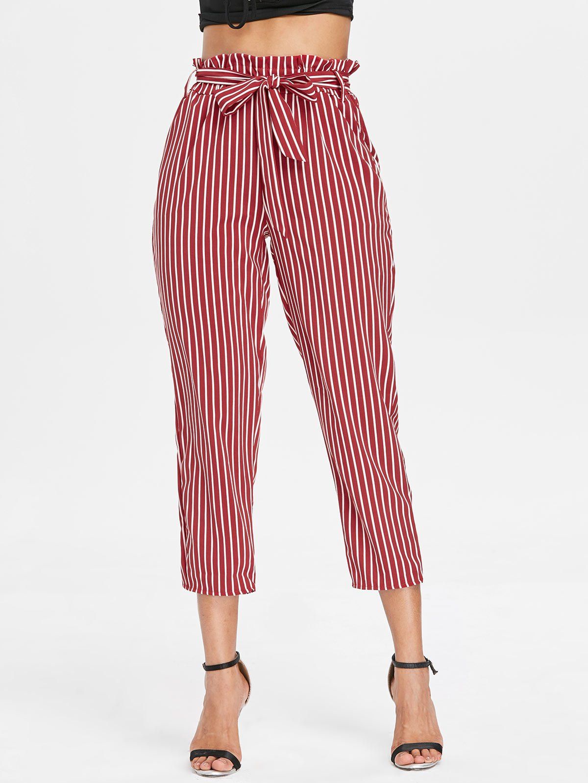 striped tapered pants