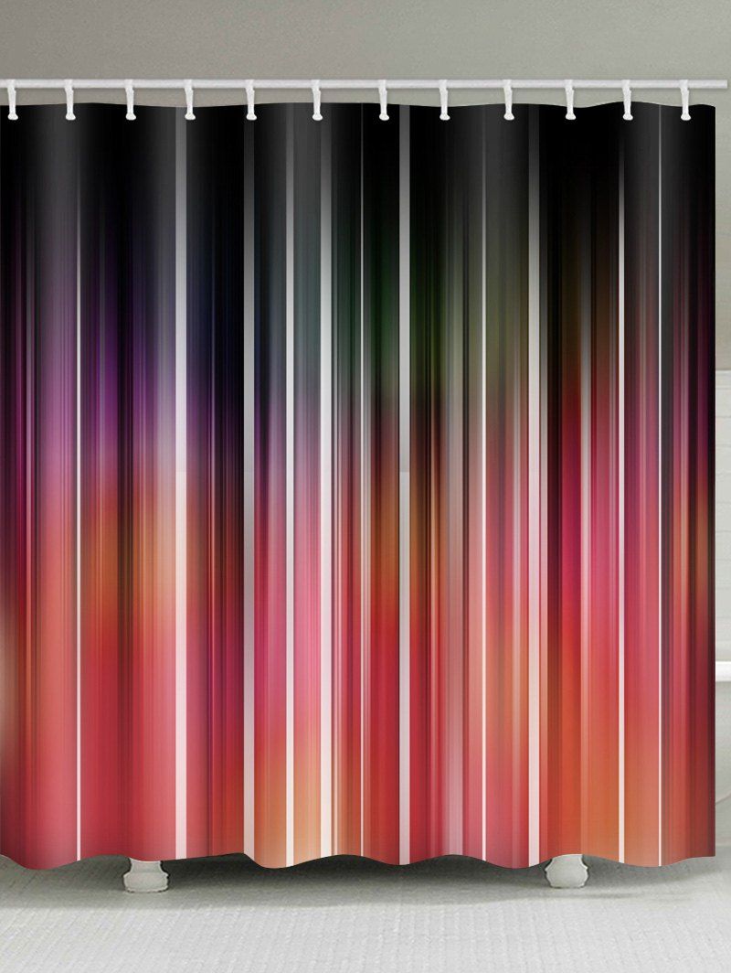 

Ombre Striped Print Waterproof Bathroom Curtain, Multi