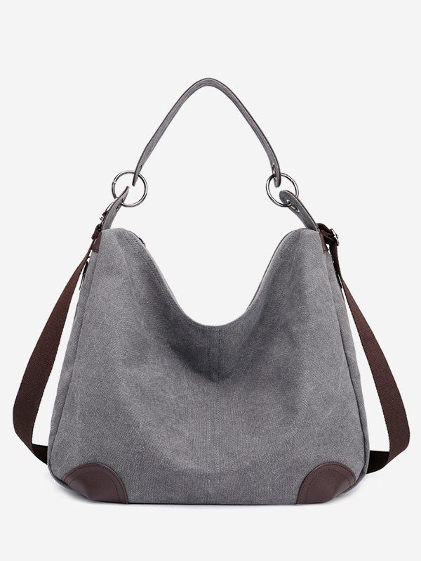 

Color Block Canvas Minimalist Handbag, Gray