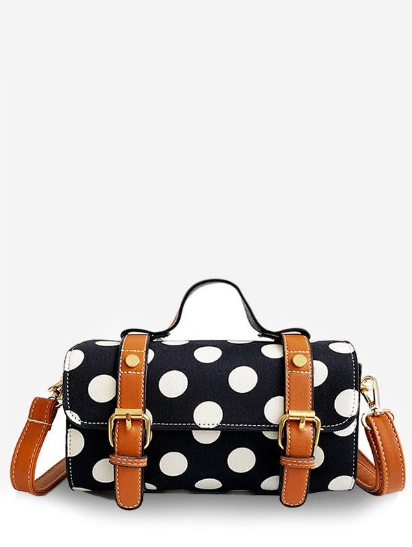 

PU Leather Polka Dot Crossbody Bag, Black
