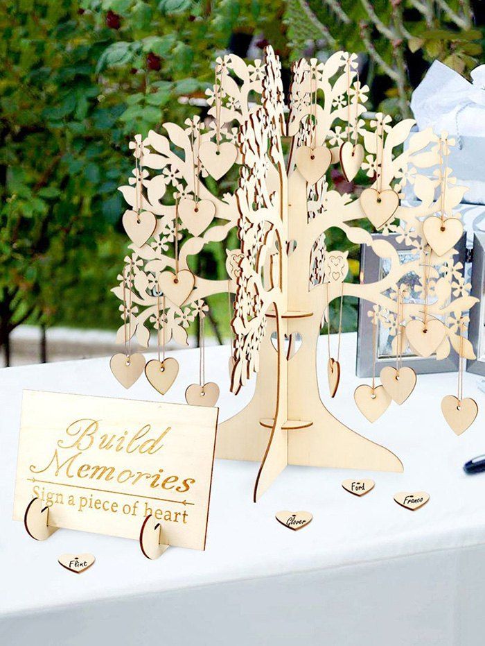 

Wooden Sign Wishing Tree Wedding Decor Set, Cornsilk
