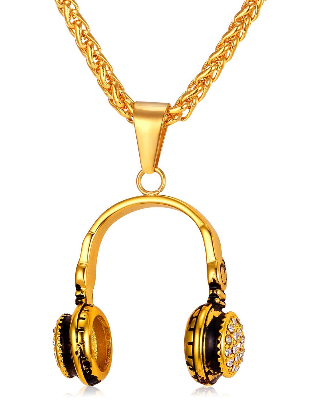 

Stylish Headphone Alloy Pendant Necklace, Gold