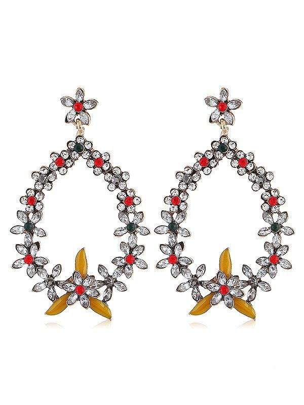 

Colored Rhinestone Floral Party Drop Earrings, Red