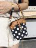 Polka Dot Faux Pearl Chain Bucket Bag -  