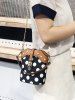 Polka Dot Faux Pearl Chain Bucket Bag -  