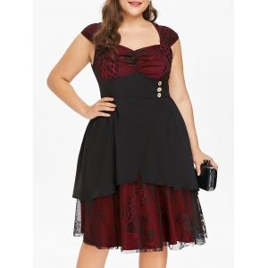 

Rosegal Plus Size Mother of The Butterfly Print Bride Dress, Red wine