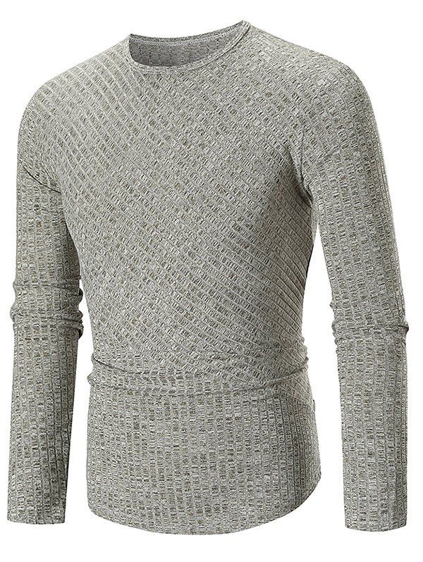

Solid Color Texture Splicing Long Sleeve Tee, Green