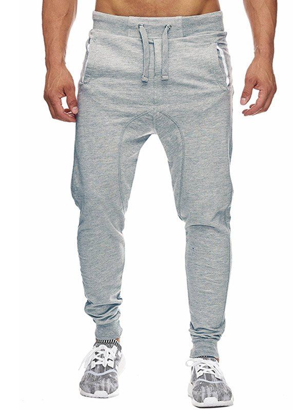 

Drawstring Elastic Waist Four-pocket Jogger Pants, Light gray