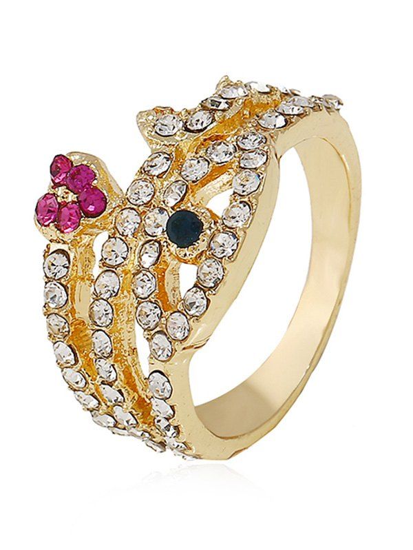 

Rhinestone Decoration Heart Designed Ring, Gold