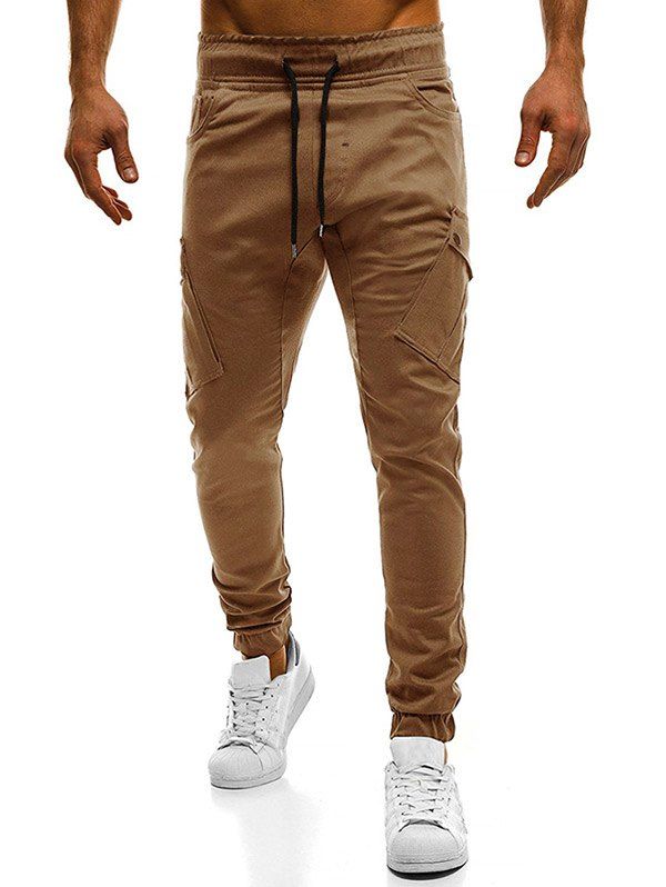 

Drawstring Pockets Cargo Pants, Light khaki