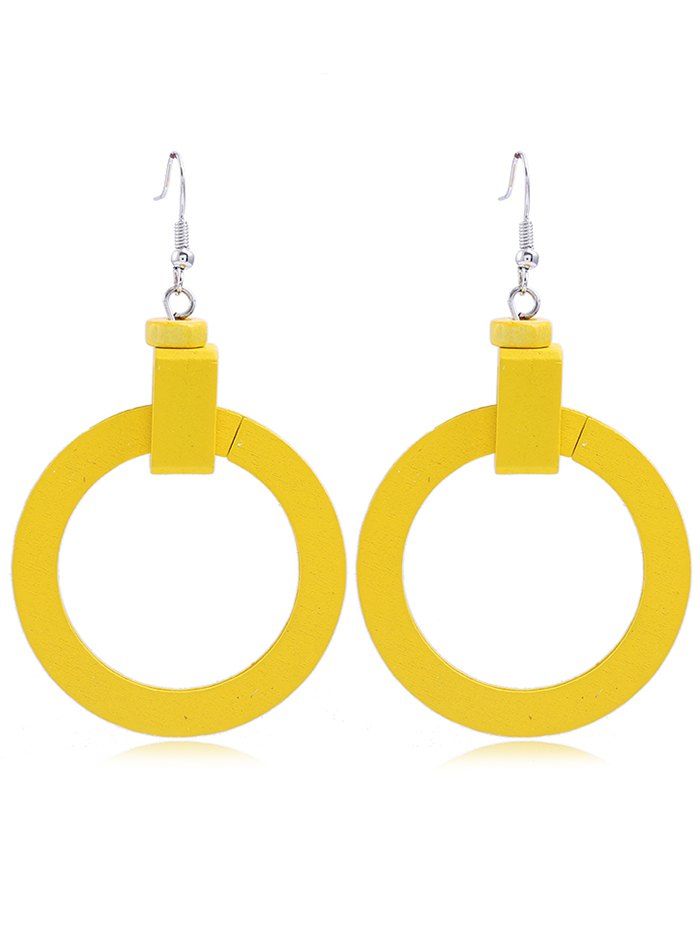 

Round Wooden Geometric Party Hook Earrings, Yellow