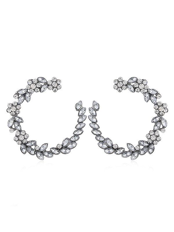 

Vintage Rhinestone Inlaid Wreath Earrings, White