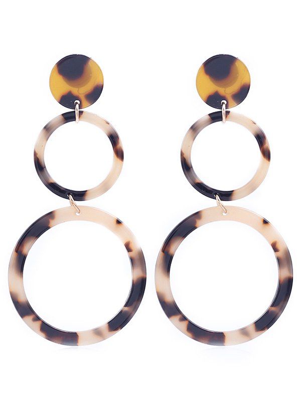 

Vintage Dangle Circles Acrylic Drop Earrings, Leopard