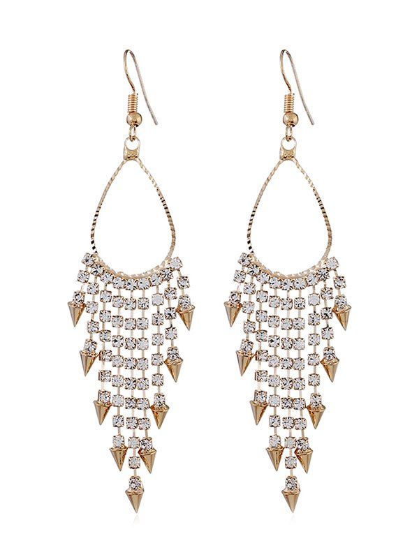 

Rhinestone Alloy Triangle Fringed Hook Earrings, Gold