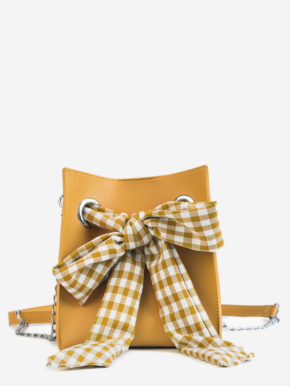 

Bucket Leisure Checkered Bow 2 Pieces Crossbody Bag Set, Yellow