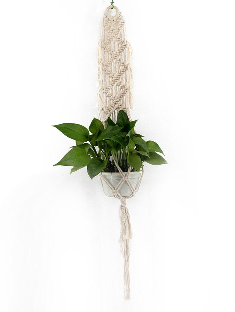 

Pot Holder Macrame Plant Hanger Rope Braided Craft, Warm white