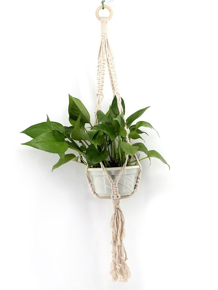 

Macrame Plant Hanger Rope Braided Craft for Plant Pots, Warm white