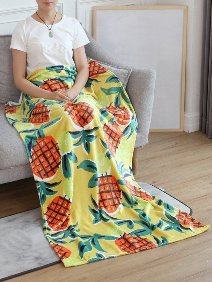 

Pineapple Print Flannel Soft Bed Blanket, Multi